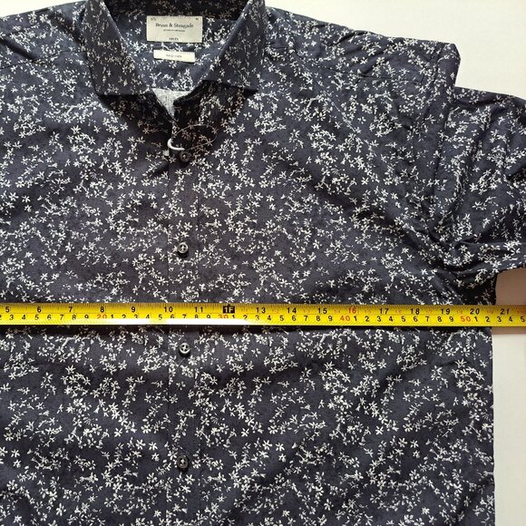 New Bruun & Stengade Men's Slim Fit Floral Button Down Navy Shirt Size 40 - Picture 13 of 16